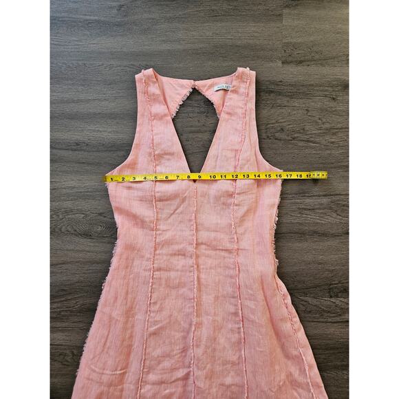 Mon Renn Women's Light Pink Kahlo Linen Blend Sleeveless Midi Dress NWT Size M - Picture 14 of 16